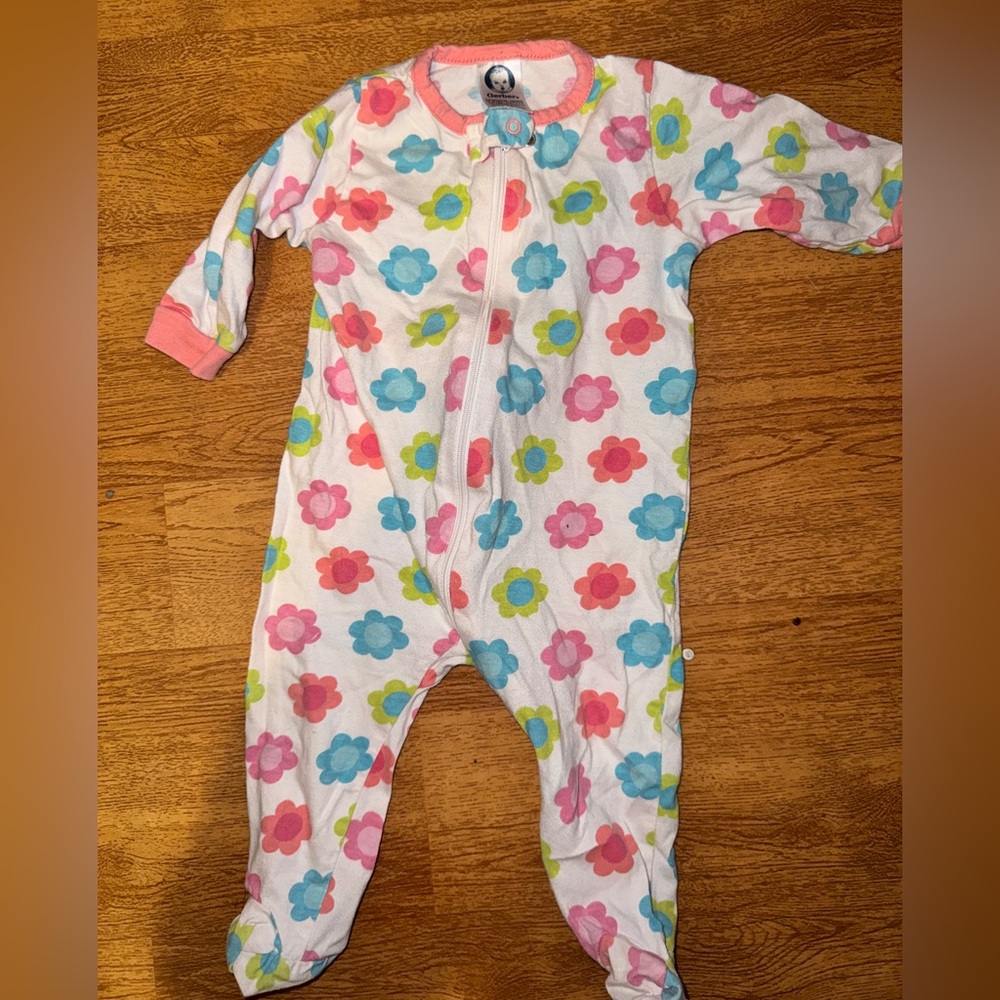 Gerber Floral Kids One Piece Footie - Pink, Blue, Yellow